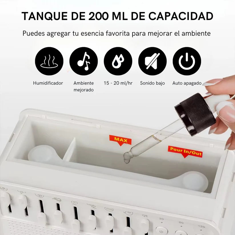 Humidificador con Altavoz y Ruido Blanco